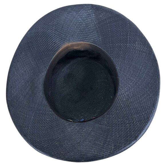 Mr John Classic Church Hat Blue And Gold Floral Bow Embellishments Wide Brim - Picture 10 of 11